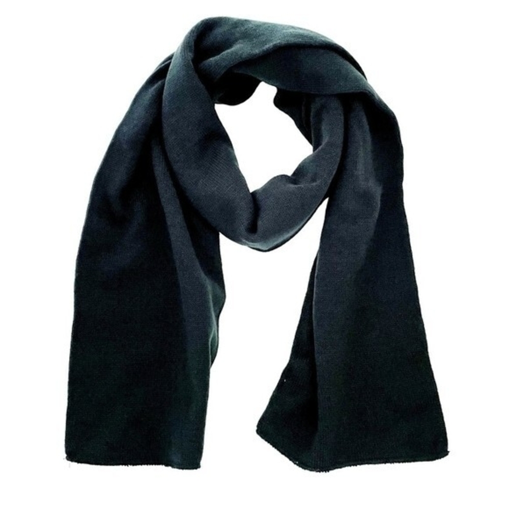 Double Layered Acrylic Knit Scarf Black Unisex Neck Warmer 70"x11" NWOT